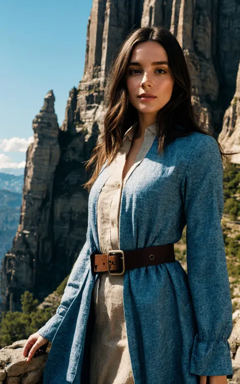 (perfect adorable face:1.3), (clothed, masterpiece, wide angle, cinematic establishing shot, young adult european woman, highly detailed background:1.2), volumetric lighting, subsurface scattering, dynamic pose, (special effects, color grading, fantasy aura), (Elemental Geomancer:1.4), (Medium Covered Breasts:0.81), Rock formations, earthy robes, geomantic symbols, stone guardians