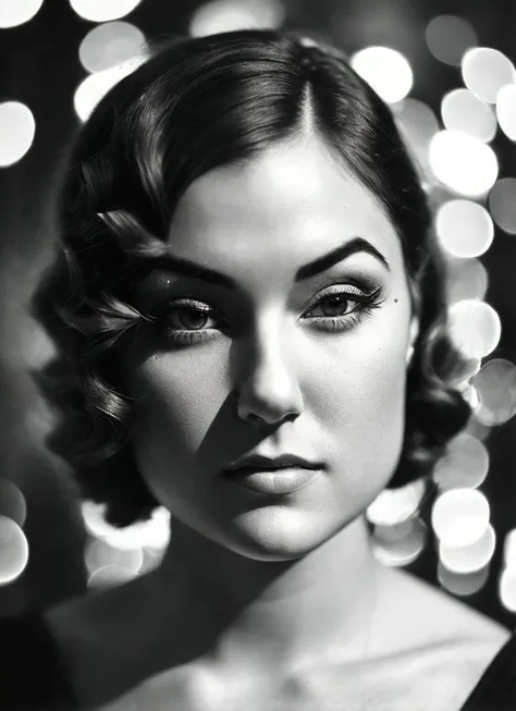 A 1930s professional photograph of sks woman, ((detailed face)), (High Detail), Sharp, 8k, ((bokeh)), <lora:locon_sasha_v1_from_v1_64_32:1.25>