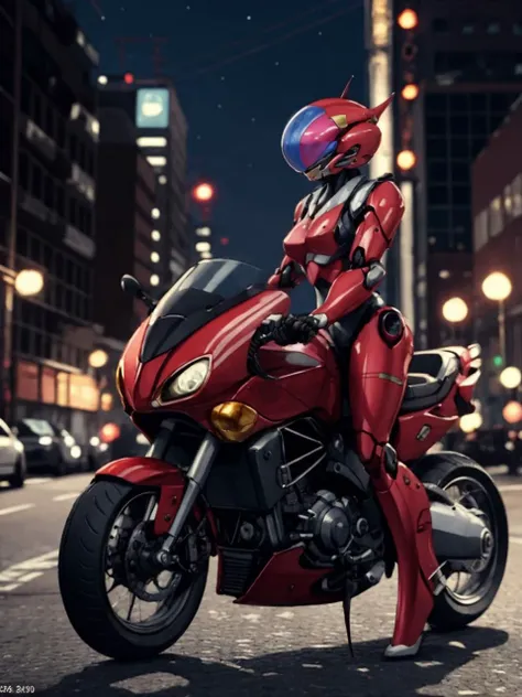 (best quality, masterpiece:1.2),ultra detailed,(photo realistic:1.4),solo,cute girl,hard_suit,<lora:BubblegumHardSuit_v1:0.6>,night city,