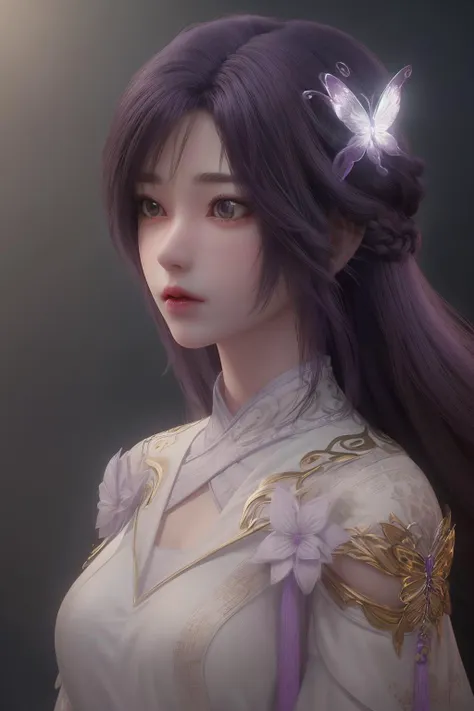 <lora:ZWyunxi:1>yunxi, 1girl, hair ornament, solo, white background, purple hair, Butterfly tiara, long hair, dress, upper body, white dress, simple background, flower, looking to the side
<lora:Detail Tweaker LoRA (ç»èè°æ´):0.4>,, best quality , masterpiece, illustration, an extremely delicate and beautiful, extremely detailed ,CG,unity,8k wallpaper, Amazing, finely detail, masterpiece, best quality,official art,extremely detailed CG unity 8k wallpaper,absurdres, incredibly absurdres, huge filesize , ultra-detailed, highres, extremely detailed,beautiful detailed girl, extremely detailed eyes and face, beautiful detailed eyes,light on face,