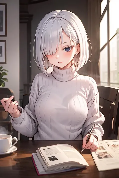 (masterpiece, best quality), 1girl, <lora:fiona_frost:1> fiona_frost, sweater, earrings