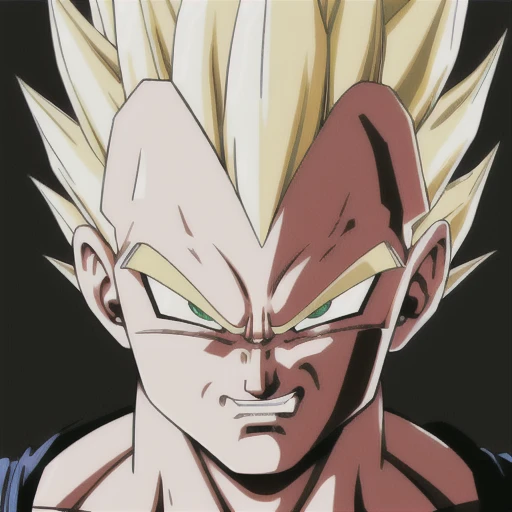 A Majin2 face portrait, digital art, white gloves, blonde ,blonde eyebrows, clenched fists, looking, young pale skinny white , full head,anatomically correct, (((8k resolution))) , insanely detailed and intricate, the musculature of the body inspired in comics Dc and Marvel and Majin Vegeta, copy of Majin Vegeta by Dragon Ball Z, 1 character .