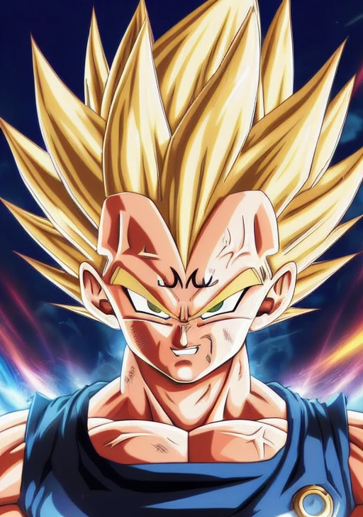 A Majin2 portrait, digital art, blonde ,blonde eyebrows,digital art, clenched fists, looking,full head,anatomically correct, (((8k resolution))) , M in front, copy of Majin Vegeta by Dragon Ball Z, 1 character master piece, super definition.
