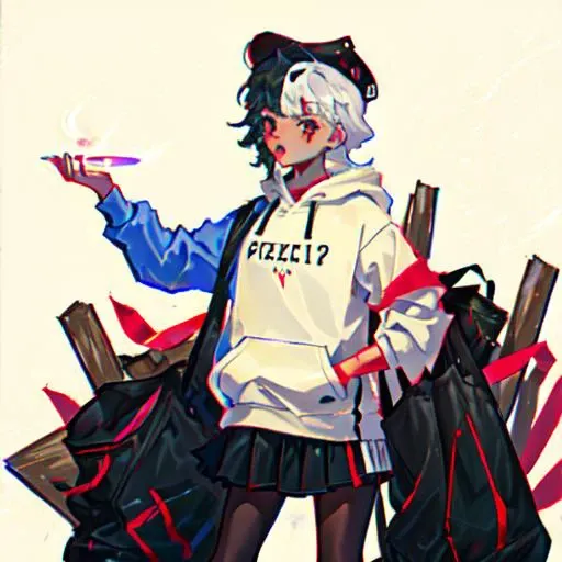 currant_cream, 1girl, hoodie
