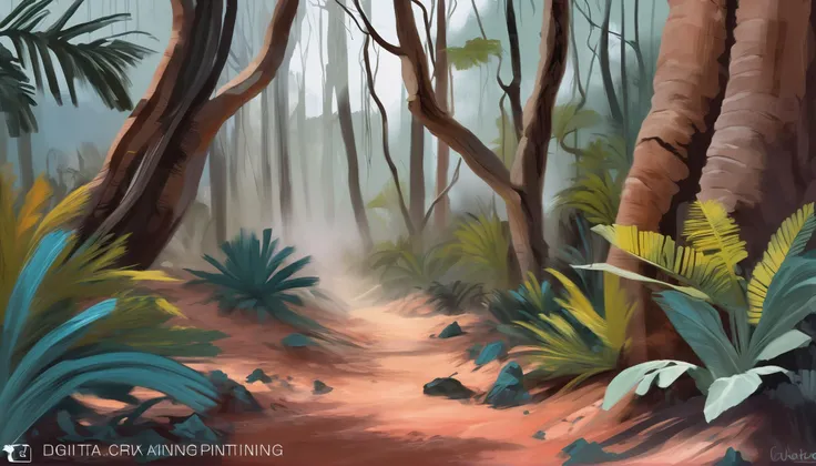 digital acrylic painting of a Tropical Dry Forest, photoshop thick acrylic brushes<lora:EnvySpeedPaintXL01:1>