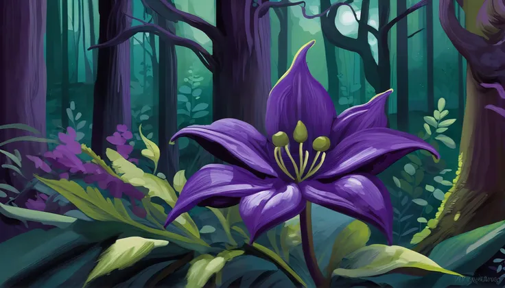 digital acrylic painting of a fantasy Nightshade Woods, photoshop thick acrylic brushes<lora:EnvySpeedPaintXL01:1>