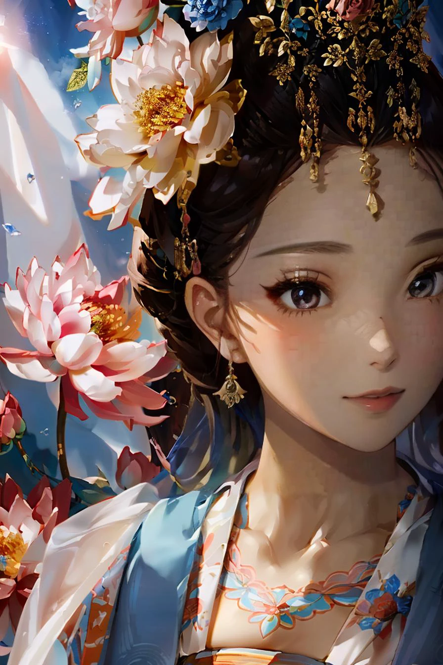 <(best quality, extremery best quality, masterpiece:1.4), (realistic, intricate details:1.4), (photorealistic:1.4), (extremely intricate:1.4), highres, ultra highres, ultra-detailed, absurdres, incredibly absurdres, extremely detailed, high quality, high resolution, hyperrealistic, ultra-realistic, hyper-detailed, top quality, best, fine detail, massive detail, Highly detailed, extreme detailed, highest detailed, high-res, absolutely resolution, reflection, (refraction:1.4), (hyperrealism:1.4)>, BREAK, 1girl, solo, looking at viewer, (young cute beautiful 18-year-old girl:1.4), 3d face, (hand of Guido Daniele:1.4), beautiful girl, Beautiful face, pretty, girlface, kpop idol, supermodel, stunning innocent symmetry face, perfect body, medium breast, slim waist, slim legs, (high detailed skin:1.5), glowing eyes, goddess, natural skin texture, shiny skin, White skin, Beautiful detailed face, detailed face, real skin texture, cute delicate face, finely detailed face, golden ratio, golden ratio face, expressive eyes, perfect face, perfect skin, flawless face, clear face, shiny hair, pale skin, Proper body proportion, perfect anatomy, realistic skin texture, luscious lips, glossy lips, natural makeup, beautiful bright pupils, slender figure, intricate eyes, detailed pupils, detailed face and eyes, longeyelashes, blush, good hand, perfect hands, pretty face, beautiful female bodies, finely detailed skin, oily shiny skin, clean facial features, an extremely delicate and beautiful, cute & girly, beautiful detailed eyes, stars in the eyes, detailed simmetric eyes, perfect smooth skin texture, BREAK, (((((standing, (zanhua, holding flower, Pink flower on head:1.4), (smile, Pink hair, Pink eye, long hair, Pink eyelashes, Pink lips, Pink lip colour, Eyes glowing Pink, flat bangs, wearing hanfu, in Pink and white, happy expression, bird, lotus, hair ornament, water, dancing with butterfly, hanfu_tang, tang dynasty, chinese traditional architecture, in the garden, floral background, brilliant colors, wearing Tang-style clothing, flowing sleeves, floral pattern, golden bracelets, pearl earrings, long_hair, nail_polish, jewelry, ancient art, chinese style, golden embroidery, ornate hairpin, jade accessories, standing in imperial palace, red pillars, golden details, intricate carvings, decorative screens, sparkling jewels, ruqun, rich Chinese red, golden decorations, exquisite screens, golden dragon-patterned wallpaper, Pink silk curtains, delicate porcelain, Pink flower decorations, Pink carpets, mooth curved bridge, blue sky and green water:1.5), (night, Night time, moon light, sky, landscape, aurora borealis, stars, outdoors, Chinese, Pink fireworks, Sakura tree background:1.4), (lake background, mountains, full moon background, night lake shore, river, forest, chinese style countryard, lanterns, pond, cobblestone pathway, building pavilion, chinese buildings, moutains, misty lake, ancient chinese background, puddle, after the rain, petals falling, wet grass and trees, flower sea, in a meadow, waterfall, breeze, flying splashes, flying petals, leaves, bloom, bloom effect, surrounded by heavy floating petal flow, petal, Pink butterfly, flower, detailed beautiful grassland with petal, flowers, plants, Pink rose, many Pink roses, leaves falling from the tree, dust is drifting, ethereal, scenery, nature, mysterious background:1.4), (iridescent colors, Iridescence, blush, mysterious, fantasy background, fantasy, open mouth:1.2), (fog, wind:1.2), (Luminescent Particles:1.3), (fullbody:1.2), (eye focus, face focus, character focus, close-up face:1.2), (dutch angle, cowboy shot:1.3), colorful refraction)))), BREAK, <watercolor, available light, detailed light, volumetric fog, beautiful lighting, Rembrandt lighting, Cinematic, pixel art, game art, key visual, surreal, PBR Texturing, Anisotropic Filtering, Maximum Clarity And Sharpness, Albedo And Specular Maps, Multi-Layered Textures, Surface Shading, Sub-Pixel Convolution, Sub-Pixel Convolution, Accurate Simulation Of Light-Material Interaction, blurry foreground, broad light, volumetric light effect, matte painting, perfectly defined features, volumetric lighting, Tone Mapping, Lumen Reflections, Global illumination, Ray Tracing, Screen Space Global Illumination, Accent Lighting, 32k, Natural Lighting, volumetric, cinematic masterpiece, Rule of thirds, high dynamic range, Multi-exposure HDR capture, cinematic render, game cg cinematic, atmospheric perspective, movie scene, epic dynamic frame, motion blur, ((cinematic look, Film look)), rim light, 4k textures, adobe lightroom, photolab, insane details, hyperdetailed, exposure blend, professional color grading, professional color correction, aerial perspective, particles and dust in beams of light, cinematic scene, dynamic lighting, sharp details, lomography, soft focus, light leaks, bold hues, atmospheric depth, (explosive light and shadow:1.2), aesthetics, intricate designs, ultra realistic digital art, (zentangle, mandala, tangle, entangle), (fractal art), elegant, vivid colours, floating particles, particles, dramatic, epic, (ink drawing, oil painting detailed), (dramatic lighting:1.2), RAW, huge filesize, extremery detailed CG, Photo, 8k uhd, cinematic atmosphere, trending on artstation, award-winning glamour photograph, highly detailed photo, official art, beautiful and aesthetic, unity 8k wallpaper, beautiful, highly detailed CG illustration, best illustration, intricate, Amazing, emotional, analog, painting, digital painting, concept art, Oil Painting, illustration, Classical art, Renaissance, Romanticism, Neoclassicism, Color Palette, depth and contrast, Vibrant colors, saturated, rich saturation, color harmony, vivid palette, concept-art, design style, detail character, concept render, colorful, analog photography, dreamy atmosphere, specular highlights, atmospheric lighting, (dynamic angle, dynamic pose :1.3), (shiny, clothes reflecting light, lens flare, bloom effect, light particle, lens glare:1.3), realistic lighting, cinematic light, (cinematic lighting), light in the face, soft lighting, saturated colors, detailed background, sharp focus, 8k high definition, perspective, Master Composition, roughness, post-processing, soft shadows, realistic shadows, ambient occlusion, ray-tracing, subsurface scattering, photon mapping, physically-based rendering, octane rendering, unreal engine 5, ue5 rendering, Adobe After FX, dslr, RTX, Best character details, radiosity, sharp, antialiased, RAW photo, HDR, 8k, 4k, (((Photographed by Roger Deakins, using a RED Monstro 8K VV camera and a series of high-end lenses))), ((Hasselblad photography)), (film grain:1.4), Kodak portra 400, ((Fujifilm X-T5)), professional photograph, depth of field, caustics, Broad lighting, diffuse lighting, rim lighting, two tone lighting, textile details, visible pores, high resolution scan, professionally color graded, photographic reality, automatic white balance, best lighting, detailed shadow, high contrast, strong light and shadow>, (PureErosFace_V1:0.5), (ulzzang-6500:1), <lora:epiNoiseoffset_v3:0.05>, <lora:add_detail:0.1>, <lora:zhongfenghuaxiyou-000018:0.05>, zhongfenghua, <lora:zanhua_v1:0.8>