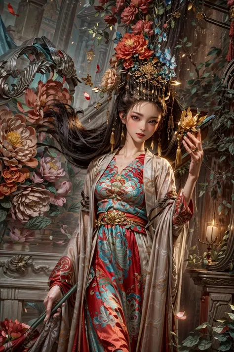 <(best quality, extremery best quality, masterpiece:1.4), (realistic, intricate details:1.4), (photorealistic:1.4), (extremely intricate:1.4), highres, ultra highres, ultra detailed, ultra-detailed, absurdres, incredibly absurdres, extremely detailed, high quality, high resolution, hyperrealistic, ultra-realistic, hyper-detailed, top quality, best, fine detail, massive detail, Highly detailed, extreme detailed, highest detailed, high-res, absolutely resolution, reflection, (refraction:1.4), (hyperrealism:1.4)>, BREAK, (1girl:1.3), solo, looking at viewer, (young cute beautiful 18-year-old girl:1.4), 3d face, (hand of Guido Daniele:1.4), beautiful girl, Beautiful face, pretty, girlface, kpop idol, supermodel, stunning innocent symmetry face, perfect body, medium breast, slim waist, slim legs, (high detailed skin:1.5), glowing eyes, goddess, natural skin texture, shiny skin, White skin, Beautiful detailed face, detailed face, real skin texture, cute delicate face, finely detailed face, golden ratio, golden ratio face, expressive eyes, perfect face, perfect skin, flawless face, clear face, shiny hair, pale skin, Proper body proportion, perfect anatomy, realistic skin texture, luscious lips, glossy lips, natural makeup, beautiful bright pupils, slender figure, intricate eyes, detailed pupils, detailed face and eyes, longeyelashes, blush, good hand, perfect hands, pretty face, beautiful female bodies, finely detailed skin, oily shiny skin, clean facial features, an extremely delicate and beautiful, cute & girly, beautiful detailed eyes, stars in the eyes, detailed simmetric eyes, perfect smooth skin texture, BREAK, (((((standing, (zanhua, holding flower, Pink flower on head:1.4), (smile, Pink hair, Pink eye, long hair, Pink eyelashes, Pink lips, Pink lip colour, Eyes glowing Pink, flat bangs, wearing hanfu, in Pink and white, happy expression, bird, lotus, hair ornament, water, dancing with butterfly, hanfu_tang, tang dynasty, chinese traditional architecture, in the garden, floral background, brilliant colors, wearing Tang-style clothing, flowing sleeves, floral pattern, golden bracelets, pearl earrings, long_hair, nail_polish, jewelry, ancient art, chinese style, golden embroidery, ornate hairpin, jade accessories, standing in imperial palace, red pillars, golden details, intricate carvings, decorative screens, sparkling jewels, ruqun, rich Chinese red, golden decorations, exquisite screens, golden dragon-patterned wallpaper, Pink silk curtains, delicate porcelain, Pink flower decorations, Pink carpets, mooth curved bridge, blue sky and green water:1.5), (night, Night time, moon light, sky, landscape, aurora borealis, stars, outdoors, Chinese, Pink fireworks, Sakura tree background:1.4), (lake background, mountains, full moon background, night lake shore, river, forest, chinese style countryard, lanterns, pond, cobblestone pathway, building pavilion, chinese buildings, moutains, misty lake, ancient chinese background, puddle, after the rain, petals falling, wet grass and trees, flower sea, in a meadow, waterfall, breeze, flying splashes, flying petals, leaves, bloom, bloom effect, surrounded by heavy floating petal flow, petal, Pink butterfly, flower, detailed beautiful grassland with petal, flowers, plants, Pink rose, many Pink roses, leaves falling from the tree, dust is drifting, ethereal, scenery, nature, mysterious background:1.4), (iridescent colors, Iridescence, blush, mysterious, fantasy background, fantasy, open mouth:1.2), (fog, wind:1.2), (Luminescent Particles:1.3), (fullbody:1.2), (eye focus, face focus, character focus, close-up face:1.2), (dutch angle, cowboy shot:1.3), colorful refraction)))), BREAK, <watercolor, available light, detailed light, volumetric fog, beautiful lighting, Rembrandt lighting, Cinematic, pixel art, game art, key visual, surreal, PBR Texturing, Anisotropic Filtering, Maximum Clarity And Sharpness, Albedo And Specular Maps, Multi-Layered Textures, Surface Shading, Sub-Pixel Convolution, Sub-Pixel Convolution, Accurate Simulation Of Light-Material Interaction, blurry foreground, broad light, volumetric light effect, matte painting, perfectly defined features, volumetric lighting, Tone Mapping, Lumen Reflections, Global illumination, Ray Tracing, Screen Space Global Illumination, Accent Lighting, 32k, Natural Lighting, volumetric, cinematic masterpiece, Rule of thirds, high dynamic range, Multi-exposure HDR capture, cinematic render, game cg cinematic, atmospheric perspective, movie scene, epic dynamic frame, motion blur, ((cinematic look, Film look)), rim light, 4k textures, adobe lightroom, photolab, insane details, hyperdetailed, exposure blend, professional color grading, professional color correction, aerial perspective, particles and dust in beams of light, cinematic scene, dynamic lighting, sharp details, lomography, soft focus, light leaks, bold hues, atmospheric depth, (explosive light and shadow:1.2), aesthetics, intricate designs, ultra realistic digital art, (zentangle, mandala, tangle, entangle), (fractal art), elegant, vivid colours, floating particles, particles, dramatic, epic, (ink drawing, oil painting detailed), (dramatic lighting:1.2), RAW, huge filesize, extremery detailed CG, Photo, 8k uhd, cinematic atmosphere, trending on artstation, award-winning glamour photograph, highly detailed photo, official art, beautiful and aesthetic, unity 8k wallpaper, beautiful, highly detailed CG illustration, best illustration, intricate, Amazing, emotional, analog, painting, digital painting, concept art, Oil Painting, illustration, Classical art, Renaissance, Romanticism, Neoclassicism, Color Palette, depth and contrast, Vibrant colors, saturated, rich saturation, color harmony, vivid palette, concept-art, design style, detail character, concept render, colorful, analog photography, dreamy atmosphere, specular highlights, atmospheric lighting, (dynamic angle, dynamic pose :1.3), (shiny, clothes reflecting light, lens flare, bloom effect, light particle, lens glare:1.3), realistic lighting, cinematic light, (cinematic lighting), light in the face, soft lighting, saturated colors, detailed background, sharp focus, 8k high definition, perspective, Master Composition, roughness, post-processing, soft shadows, realistic shadows, ambient occlusion, ray-tracing, subsurface scattering, photon mapping, physically-based rendering, octane rendering, unreal engine 5, ue5 rendering, Adobe After FX, dslr, RTX, Best character details, radiosity, sharp, antialiased, RAW photo, HDR, 8k, 4k, (((Photographed by Roger Deakins, using a RED Monstro 8K VV camera and a series of high-end lenses))), ((Hasselblad photography)), (film grain:1.4), Kodak portra 400, ((Fujifilm X-T5)), professional photograph, depth of field, caustics, Broad lighting, diffuse lighting, rim lighting, two tone lighting, textile details, visible pores, high resolution scan, professionally color graded, photographic reality, automatic white balance, best lighting, detailed shadow, high contrast, strong light and shadow>, (PureErosFace_V1:0.5), (ulzzang-6500:1), <lora:epiNoiseoffset_v3:2>, <lora:add_detail:2>, <lora:hipoly_3dcg_v7-epoch-000012:0.6>, <lora:zhongfenghuaxiyou-000018:0.1>, zhongfenghua, <lora:zanhua_v1:0.9>
