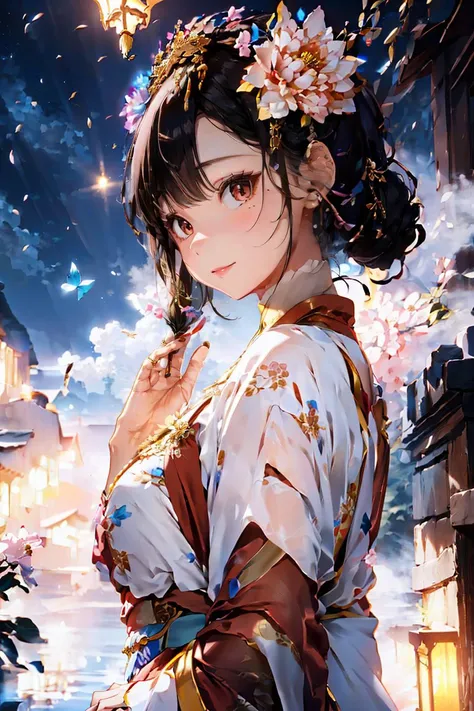 (masterpiece), (best quality), 8k resolution, 1girl, Asian girl, stunning beauty, perfect face, mature female, 20yo, sexy, bare shoulder, bunny ears, Hanfu, hanfu, see-through, dudou, silk, jewelry, fantasy, on the moon, simple line