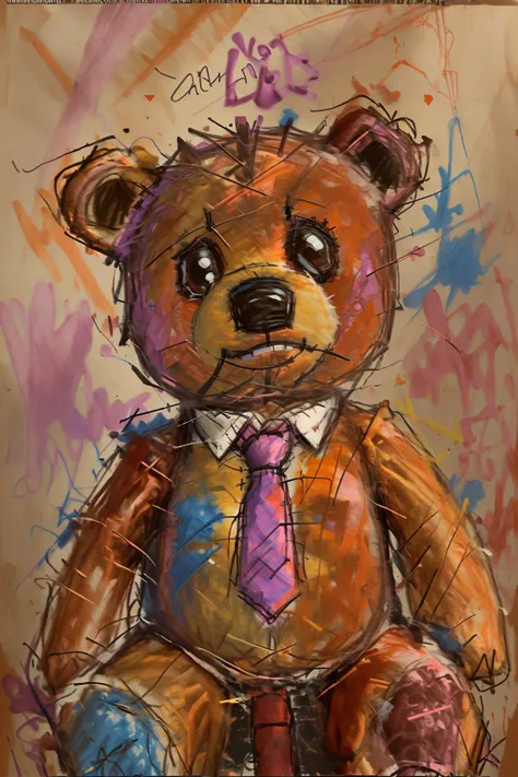 <lora:doodle:1> a doodle of a cute teddy bear with a necktie
