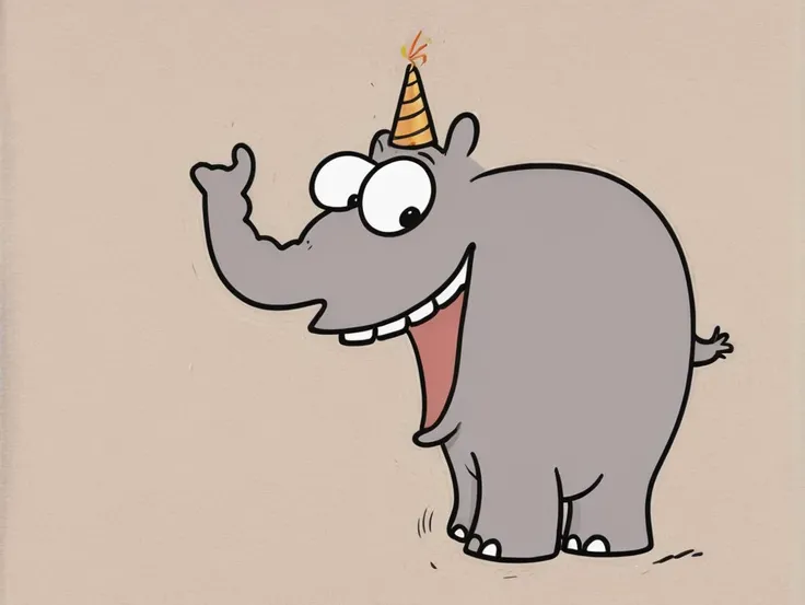 <lora:Ottifant_sdxl:0.5> neutral background, Ottifant singing happy birthday, smiling