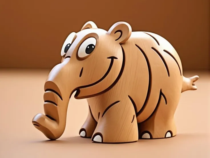 <lora:Ottifant_sdxl:0.6> Ottifant smiling, 3d wood carved figurine