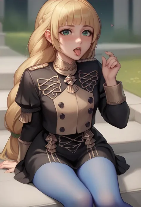 score_9, score_8_up, score_8_up, source_anime BREAK 1girl, solo, <lora:ingrid-pdxl-nvwls-v1:1> defingrid, bangs, braided ponytail, black jacket, black skirt, blue pantyhose, blush, parted lips, <lora:kittew-artist-richy-v1_pdxl:1> panting, tongue, looking at viewer