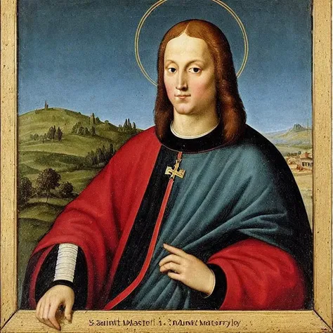 <lora:Raphael_HighRenaissance_VII:0.5>, saint_raphael_vii, portrait, manastery, holding book