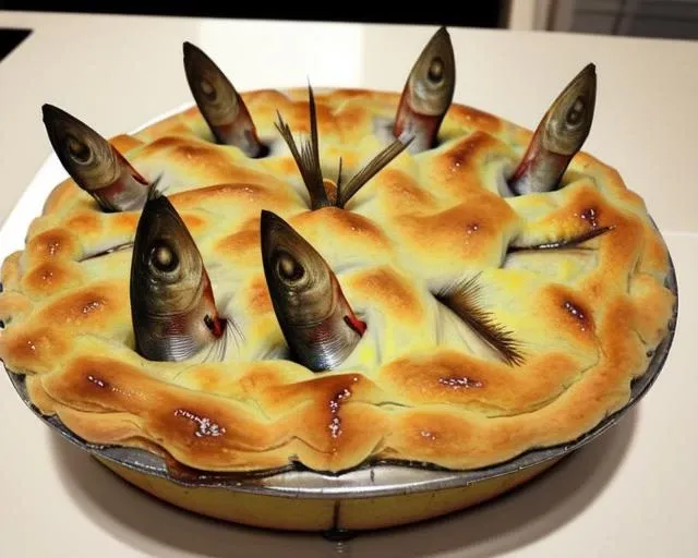 <lora:Holly_sardine_v1:0.7>, bread, meat, food focus, photo background, what, surreal, pastry, still life, desert, taiyaki, stargazy pie, fish pie