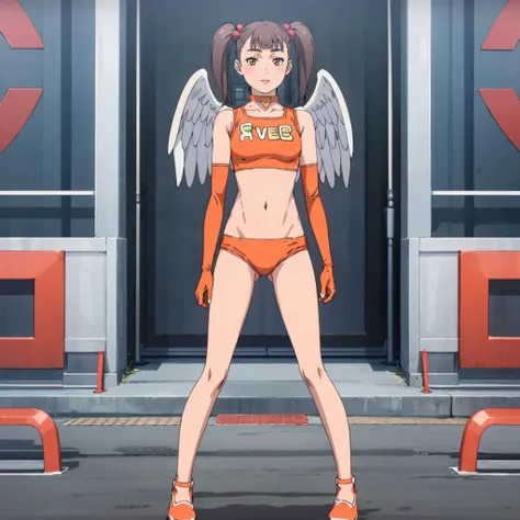 <lora:MoeHamasaki001:0.7>,solo,
MoeHamasaki,1girl,
MoeHamasaki,1girl,
heart choker,
angel wings,crop top,midriff,
elbow gloves,
bikini,
orange footwear,
full body,