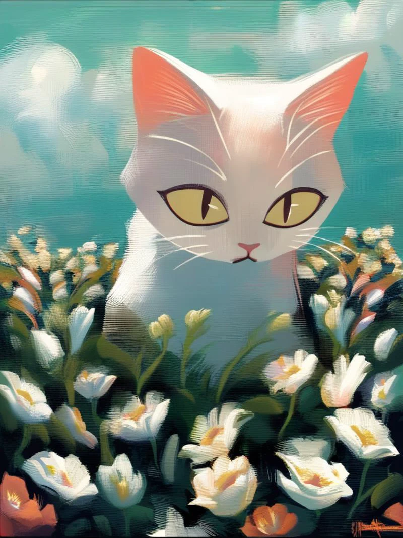 cat painting, surreal, cat by some flowers
score_8_up <lora:Weird things are Weird B:1>