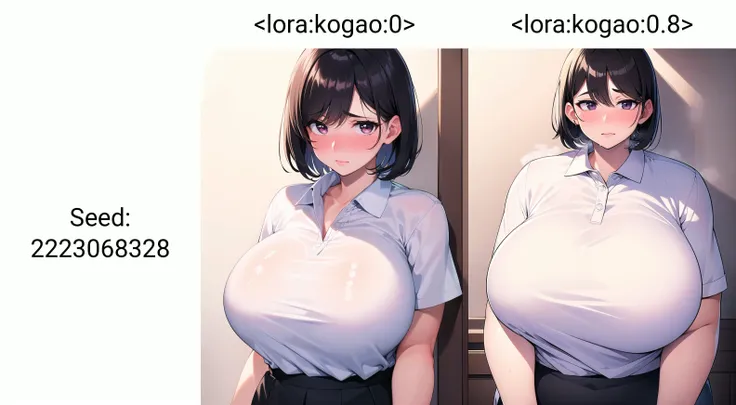 best quality,masterpiece,1girl,portrait,short hair,polo shirt,large breasts,muscular,plump,black hair,(full-face blush,heavy breathing:1.1),(embarrassed,shy:1.3),steaming,(lipgloss:1.3),(smile:0.5),kogao<lora:kogao:0>