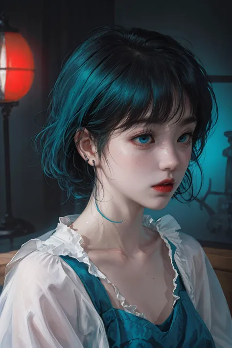 best quality,Highest quality,Perfect artwork,8K,
Tomie,junji ito,purple,sad,crazy,in a colorful fantasy realism style,realistic color palette,wink and you miss,
details,japanese style art,fluid and organic shapes Light teal and light red,light reflection,
<lora:FilmG3:0.8>,