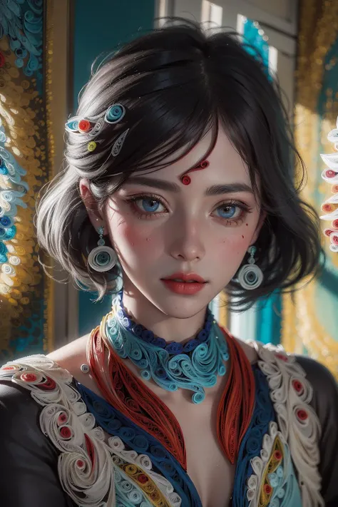 Best quality,masterpiece,Ultra HD 8k wallpapers,ultra high res,(photorealistic:1.5),
pov perspective,
(in style of fresco painting:1.2),(in style of Quilling artwork:1.5),red lips,transparent eyes,
red and blue,highly beautiful detail,cinematic,artistic,
<lora:LowRA:0.4>,<lora:LoRA-FashionMagCover:0.3>,