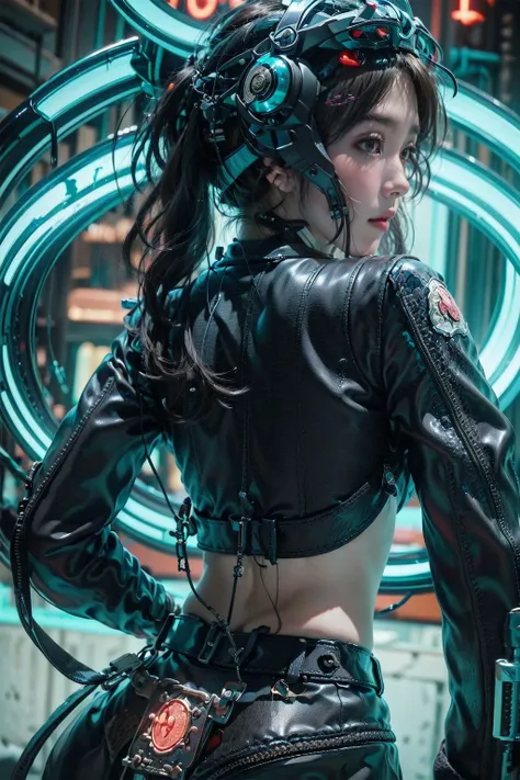 official art, unity 8k wallpaper, ultra detailed, beautiful and aesthetic, masterpiece, best quality, (zentangle, mandala, tangle, entangle), 1girl, extremely detailed, dynamic angle, elegant, atmospheric, ecstasy of life, mechanical arm, neon lights, leather pants, leather jacket, helmet, motorcycle, <lora:SBGF:1> <lora:epi_noiseoffset2:3> <lora:add_detail:1>