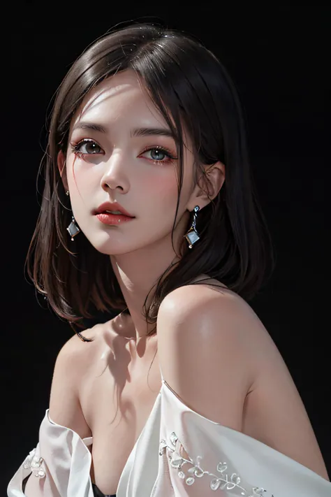 (masterpiece:1.2), (best quality), (ultra detailed), (8k,intricate), (lens 135mm,f1.8),(photorealistic)(black background:1.3),
portrait photography,(upper body:1.3),(off-shoulder),
side lighting,Rim lighting,best shadow,face light source,
perfect anatomy, perfect face,perfect female body,first-rate female bodies,
Detailed skin texture, detailed cloth texture, detailed beautiful face,exquisitely detailed skin,highly detailed skin,pale skin,detailed hair,glistening skin,
<lora:GirlfriendMix_v1:0.4> <lora:liYitongCN_v10:0.4>