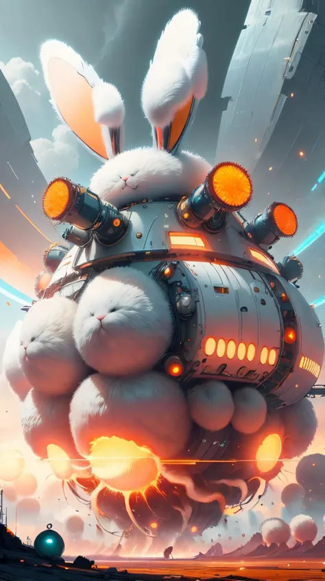 bunnytech nuclear explosion fluffy scifi <lora:BunnyTech-20:1>