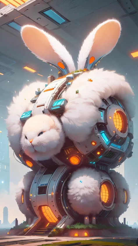 bunnytech Pillbox fluffy scifi <lora:BunnyTech-20:1>