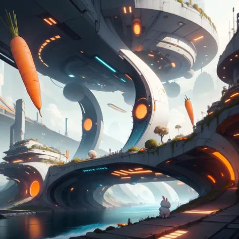 <lora:BunnyTech-20:1>,bunnytech , fluffy , scifi, carrots,
bridge , juice river