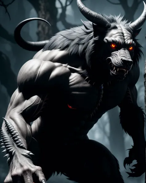 elderich, Akuma, ((epic horrifying beast, detailed furry body, wicked claws, dynamic posture, majestic cluttered environment)), very dark lighting, heavy shadows, detailed, detailed face, detailed pupils, (vibrant, photorealistic, realistic, dramatic, dark, sharp focus, 8k), (intricate:1.4), decadent, (highly detailed:1.4), octane render ,heavy rain, particles floating, extremely detailed, highres, 8k, beautiful detailed, intricate, masterpiece, best quality, perfect anatomy, highres, detailed face, high budget
