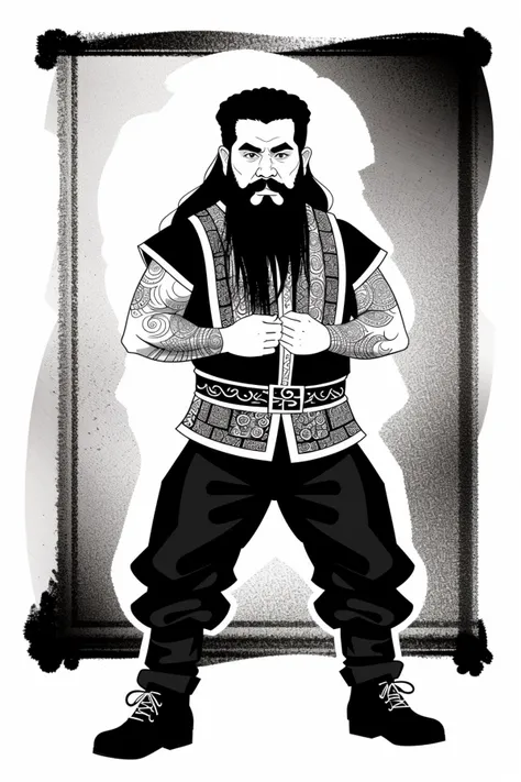 (ink sketch:1.2) (full body) ([ancient Persian|Mongolian] style:1.2) (friendly:1.2) (male:1.2) (dwarf:1.2) (thug:1.2) (silk outfit:1.2) (dynamic pose) (inn interior) BREAK
crosshatching greyscale