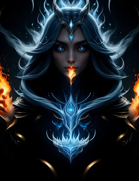 hyper detailed masterpiece, dynamic, awesome quality,jinn, supernatural being, shapeshifting abilities, appears as smoke or fire, humanoid appearance, magical supernatural powers, air and fire elements, granting wishes, powerful and mysterious, solutions-oriented,glimmering,sensory feedback,undisturbed, <lora:3p0ch3lv3s-000009:0.8> epochelves