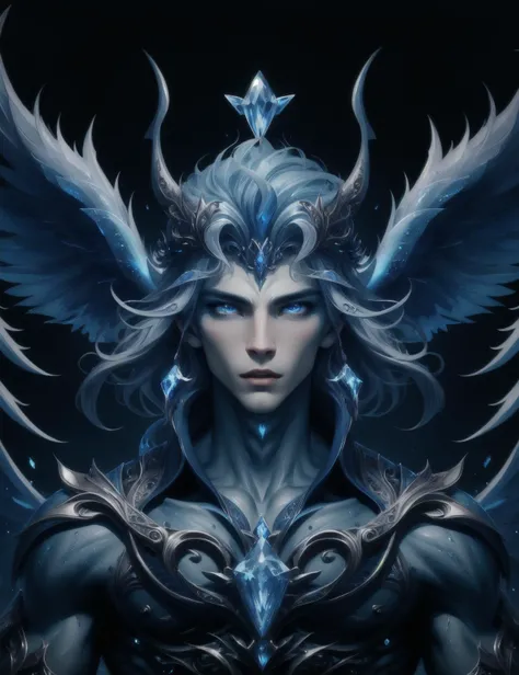 hyper detailed masterpiece, dynamic, awesome quality, blue azure ice,male  siren, mythical humanoid creature, captivating appearance, beautiful seductive allure,  enchanting melodic singing, , endless horizons,sin, <lora:3p0ch3lv3s-000009:0.8> epochelves