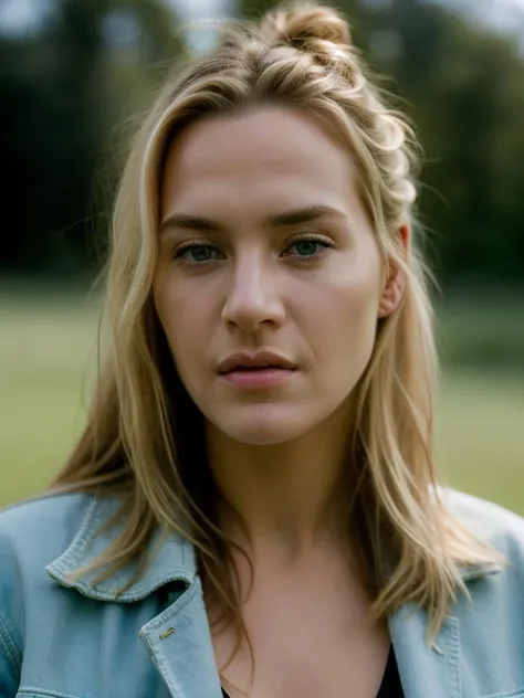 Realistic photo of a beautiful k4t3w-v2 woman, 1girl, solo, long hair, looking at viewer, blue eyes, blonde hair, shirt, jacket, parted lips, mole, lips, realistic, soft lighting, professional Photography, Photorealistic, detailed, RAW, analog, sharp focus, 8k, HD, high quality, masterpiece<lora:k4t3w-v2:1.0>