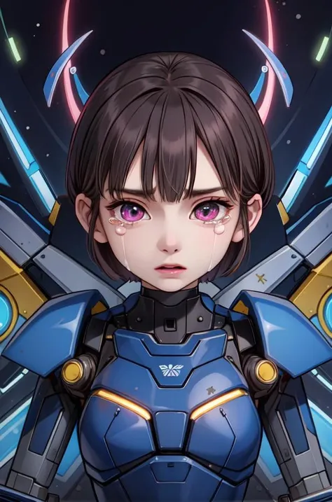 masterpiece,best quality,upper body,1girl,small breasts,mecha,inverted colors,fine art parody,bust chart,pixie cut,glowing eyes,tears,perspective
Negative prompt: (worst quality:1.4),(low quality:1.4),(monochrome:1.1),negative_hand-neg,badhandv4,bad anatomy,((nsfw)),((pencil)),((blush)),((eyelash) ,EasyNegative
Steps: 20, Sampler: Euler a, CFG scale: 7, Seed: 1334908087, Size: 512x768,