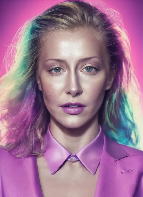 portrait of sks woman in tuxedo, (perfect eyes), energetic and colorful streams of light (photo, studio lighting, hard light, sony a7, 50 mm, matte skin, pores, concept art, colors, hyperdetailed), with professional color grading, soft shadows, bright colors, daylight, <lora:locon_katarzyna_v1_from_v1_64_32:1.3>