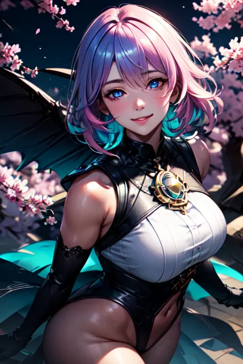 <lora:25D_Loras:0.8> 25D_Loras, (masterpiece, best quality, ultra-detailed, highres), perfect face, side lighting, lustrous skin,(bloom), (shine), 1girl, two tone hair, blue hair, pink hair, blue eyes, rainbow sky, cherry blossoms, detailed face, shiny skin, smile, style of Honkai Impact, mihoyo, nigh sky, moonlight, moon, (wings 1.5), white gloves, depth_of_field, very detailed background, rule of thirds, great composition,Dynamic angle, solo, extreme light and shadow,(detailed eyes), (extremely detailed CG unity 8k wallpaper),perfect anatomy , vivid colors, wide shot, cowboy shot, full body