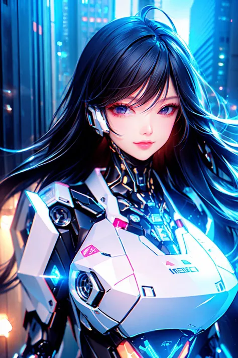 pureerosface_v1, Style-Glass ,(1girl:1.2), hyperrealistic, isometric style, mixed Korean, Original Character, character in center, depth of field, masterpiece, (cyberpunk), science fiction, dark, (night city), cyberpunk city street , android body, (cybernetic body parts), neon cloths, futurstic suit, mecha, robotic, sharp focus,edgMechagirl, bullterfly_top , mechanical_body, robot gril, armor, mecha , gorgeous skin, elegant expression, beautiful face, pink lips, makeup,bloom,gloom, extremely long hair, accessories, big breasts, narrow waist, cleavage, nature lightning, posing for photo, high resolution,global ray tracing, subsurface scattering, mature female, <lora:koreanDollLikeness_v15:0.8>, <lyco:Neon_Barbarian:0.8>,mech4rmor, neon glowing, <lora:Mecha:0.7>, <lora:add_detail:0.6> , <lora:Robotaction:0.8>