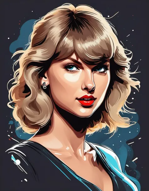 breathtaking vector cartoon illustration of  Taylor Swift and Taylor Swift <lora:Vector cartoon illustration-000008:1>