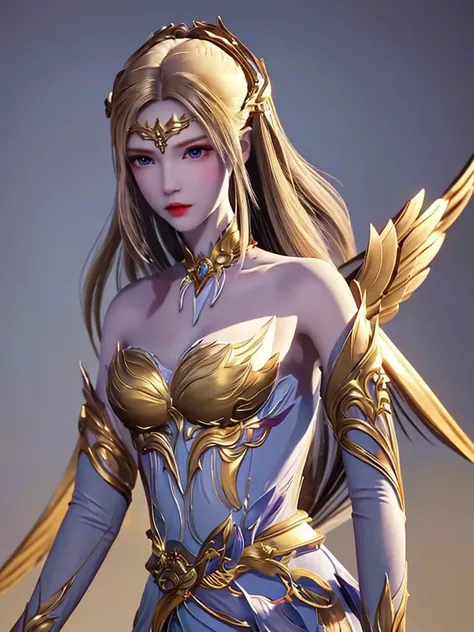 ((masterpiece, best quality;1.3)), ultra detailed, colorful, extremely detailed and beautiful background,1girl, solo, highly detailed beautiful face, beautiful face, angelic, golden colored detailed angel costume,  wings angel, feathers, fantasy landscape,epic,sword, holding sword, undefined,qianrenxue, <lora:qianrenxue:1>