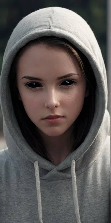 (realistic analog style sharp focus 8k raw photo with soft lighting and high quality:1.1),
portrait of a cute woman with <lora:black sclera v2:1> black sclera eyes wearing a hoodie, hoodie up