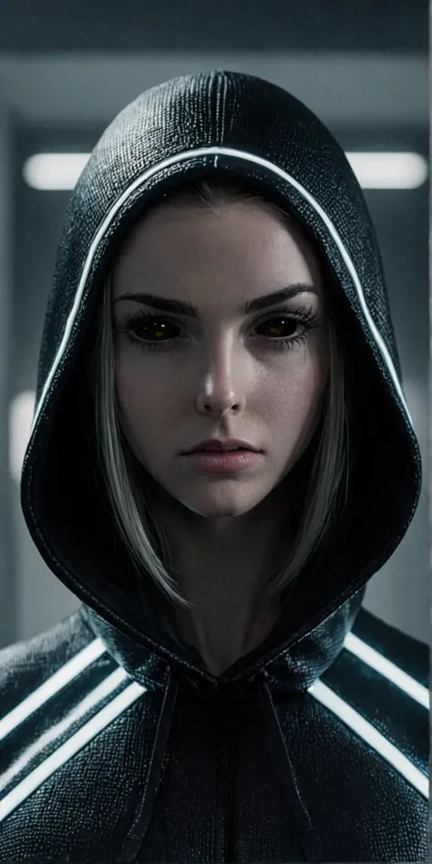 (realistic analog style sharp focus 8k raw photo with soft lighting and high quality:1.1),
portrait of a cute woman with <lora:black sclera v2:1> black sclera eyes wearing a futuristic dress, hood up