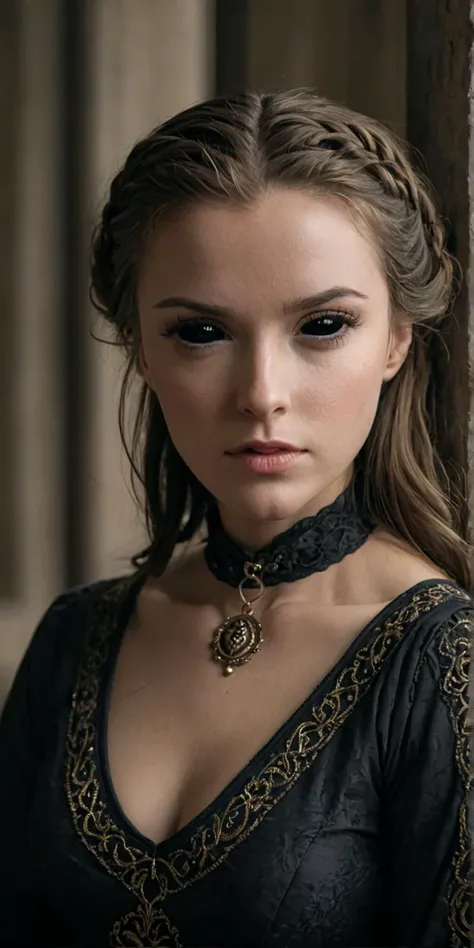 (sharp focus cinematic dramatic 8k photo high quality:1.1),
portrait of a cute woman with <lora:black sclera v2:1> black sclera eyes wearing a medieval dress