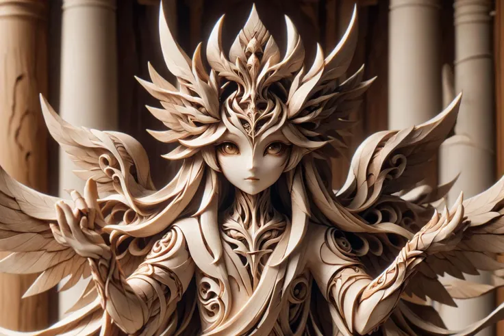 <lora:ral-dreamguardian:1> ral-dreamguardian as woodfigurez in a temple<lora:woodfigurez:1> , wood grain, full body <lora:add-detail-xl:2> misc, (masterpiece:1.2), best quality