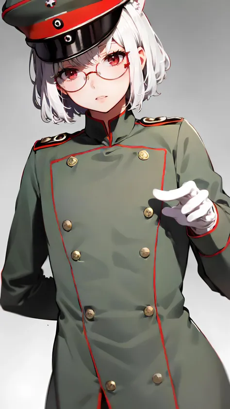 masterpiece, best quality, girl face, red eyes, glasses