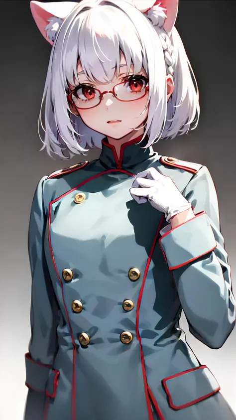 masterpiece, best quality, girl face, red eyes, glasses