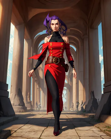 looking at the viewer, kor_mixed 1girl,  rosems ,walking, hagoromo, shawl, dress, bare shoulders, belt, pantyhose, scarf ,shoulder cutout, gothic Temple,<lora:RoseMS:1>, (sharp focus, eyes focus, masterpiece,best quality, realistic detail,clear image,realistic,high resolution)