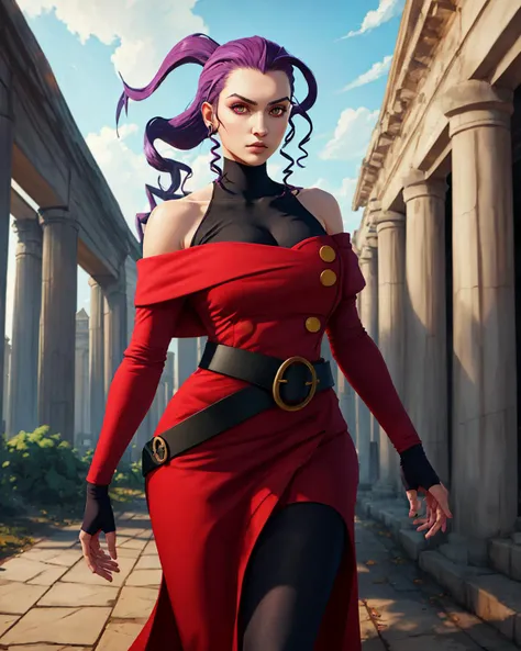 looking at the viewer, kor_mixed 1girl, rosems ,walking, hagoromo, shawl, dress, bare shoulders, belt, pantyhose, scarf ,shoulder cutout, gothic Temple,<lora:RoseMS:1>, (sharp focus, eyes focus, masterpiece,best quality, realistic detail,clear image,realistic,high resolution)