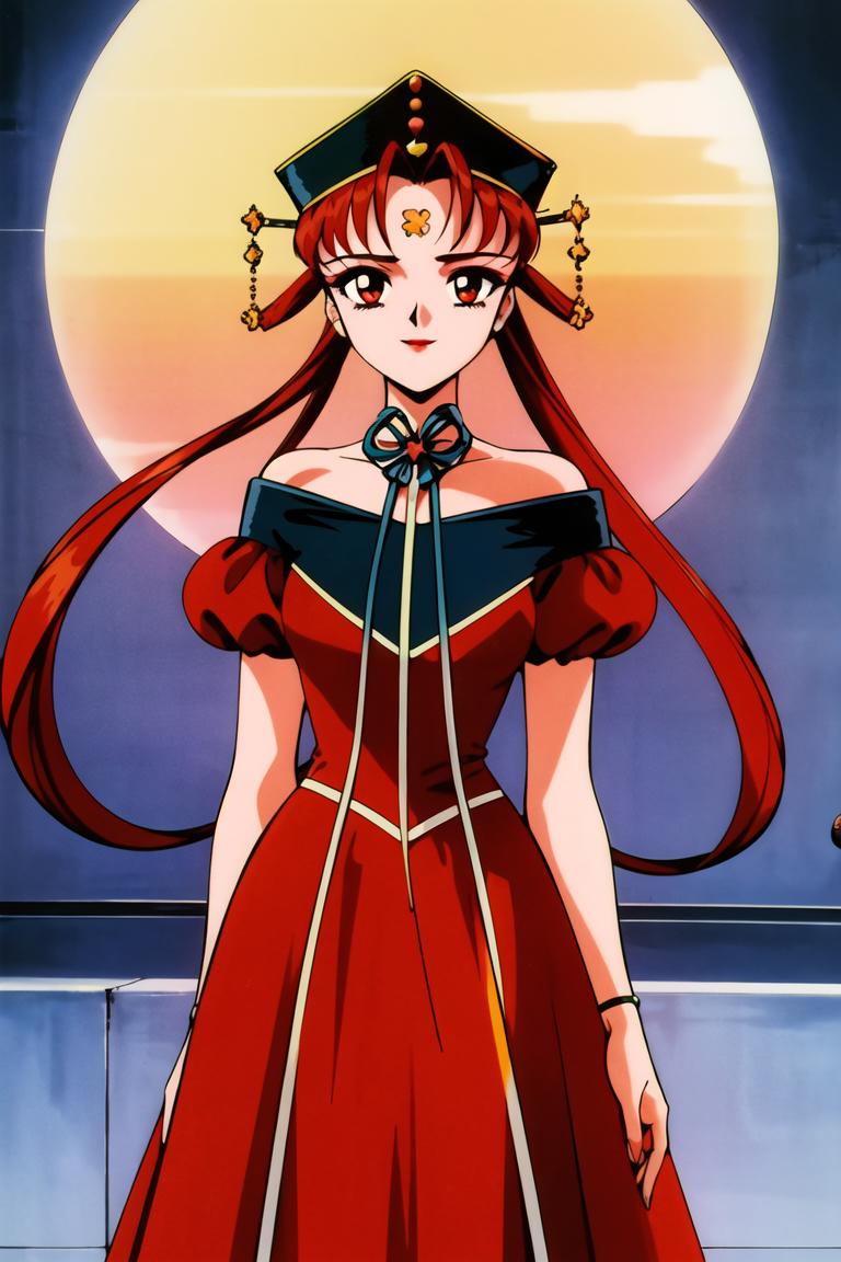 A woman in a red dress with long hair and a hat - SeaArt AI