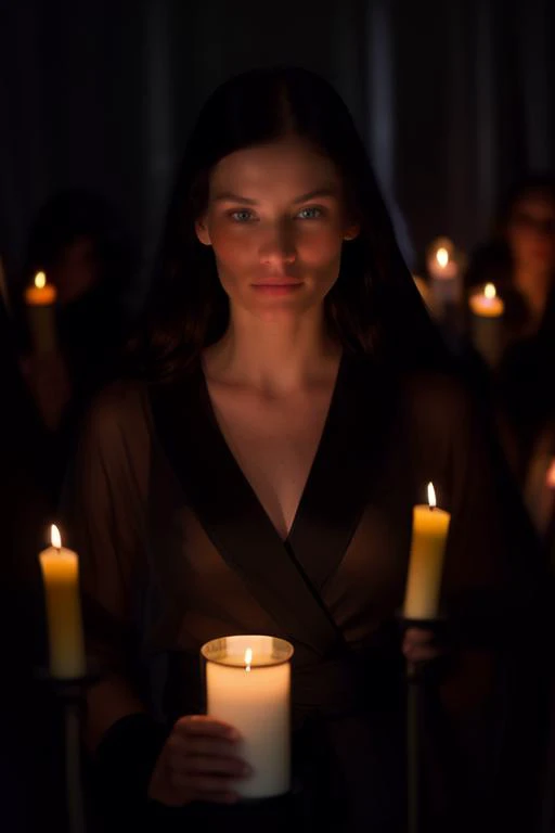 DEN_jennifer_M,
(in a dark room in (pitch black:1.2) amongst a (candle light vigil:1.2), (candles:1.1), (candle light:1.1), (pitch black room:1.2), (darkness:1.1), wearing a (sheer robe:1.1), robe, sheer, (lots of candles:1.2):1.2),
bokeh, f1.4, 40mm, photorealistic, raw, 8k, textured skin, skin pores, intricate details <lora:epi_noiseoffset2:1>, epiCRealism <lora:ClothingAdjuster3:-1.2>
